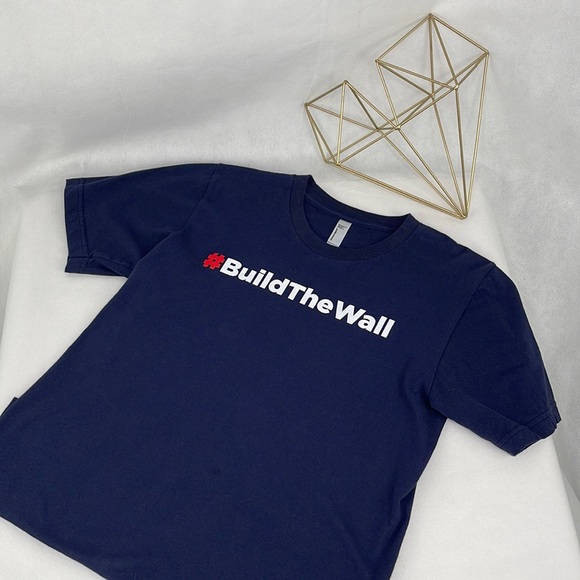#Build The Wall Navy Blue T-Shirt - Picture 1 of 3